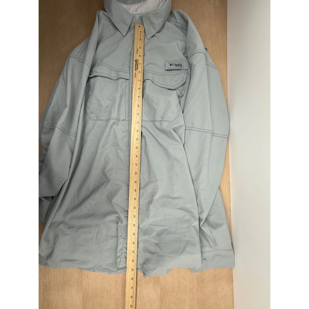 Columbia PFG Fishing Shirt Mens XL Gray Omni Shade Long Sleeve‎ Performance UPF